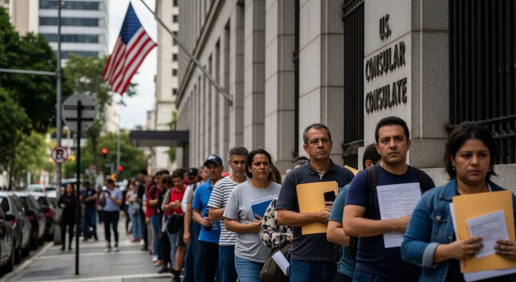Consulado Americano, Fachada, Fila, Agendamento, Visto,
