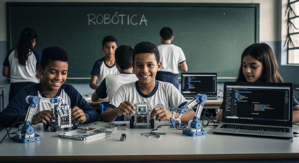 Crianças Aprendendo Robotica Na Escola