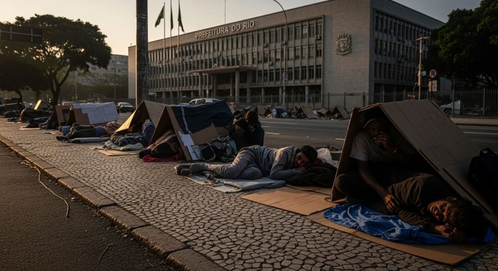 Moradores De Rua Em Frente A Prefeitura Do Rio