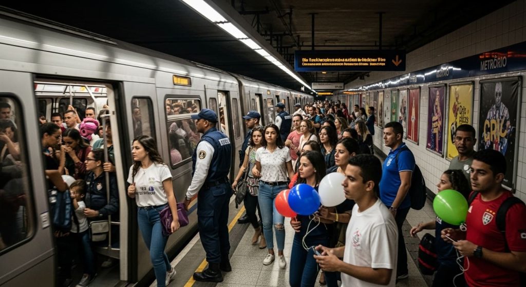 Metro Cheio Em Vespera De Final De Semana