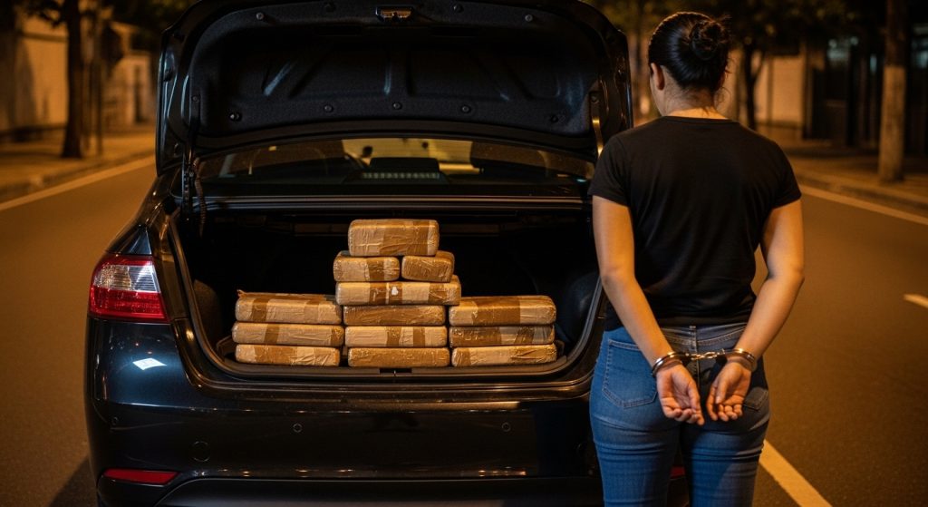 Mulher Algemada, Carro Com Drogas, Rua A Noite,
