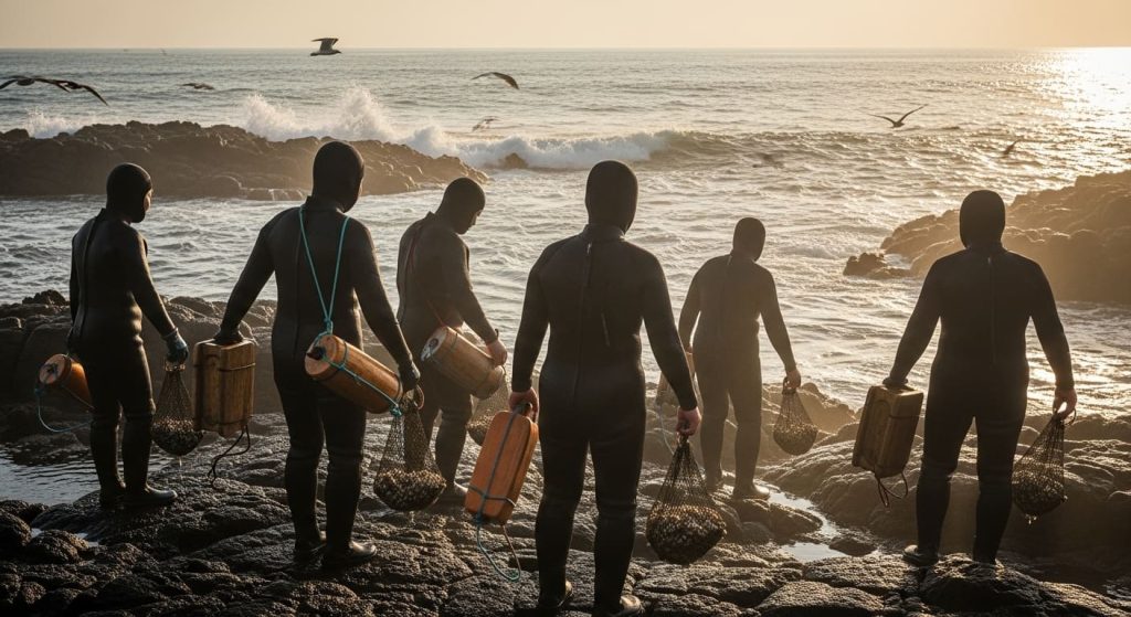 Mulheres Com Roupa De Mergulho Olhando O Mar