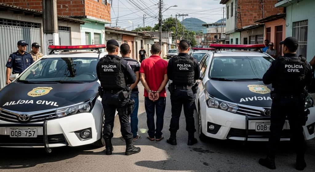 Policiais E Homens Sendo Presos Proximo De Viaturas Da Policia Civil Rj
