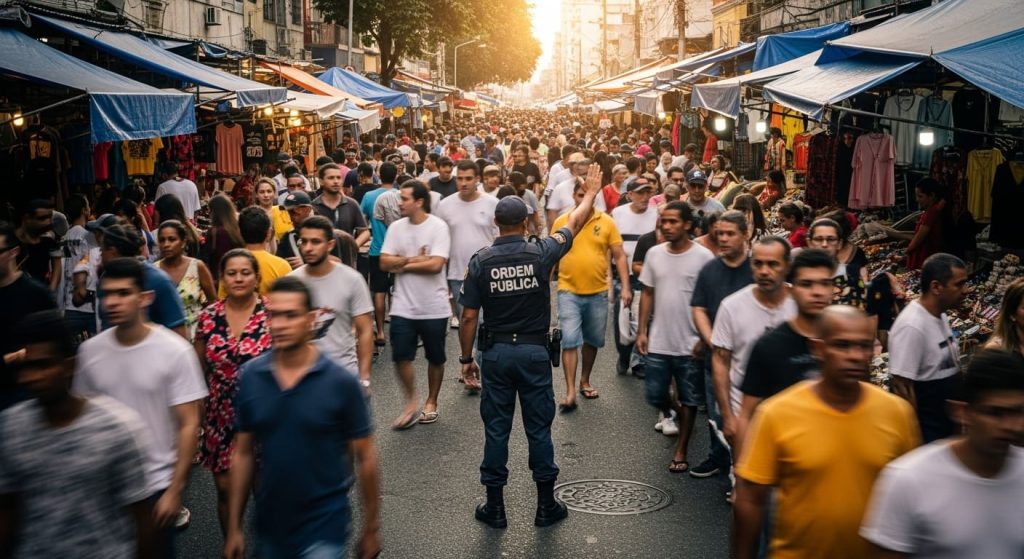 Rua Cheia Barracas E Muitas Pessoas Andando
