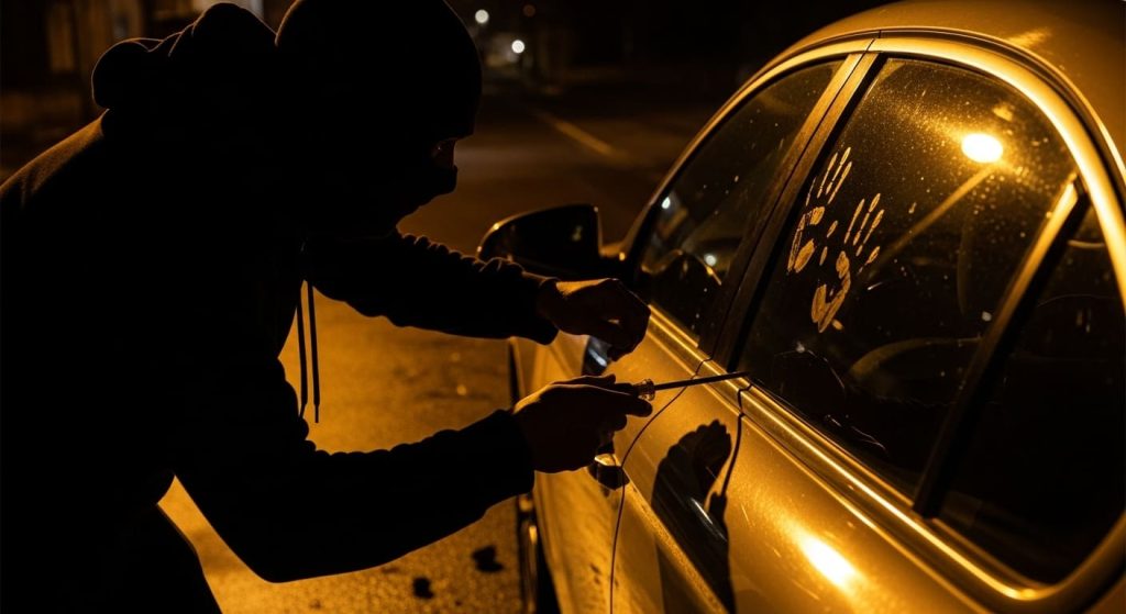 Ladrao Roubando Carro A Noite
