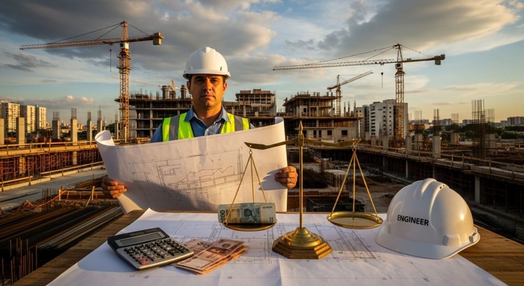 Engenheiro Em Obra, Lendo A Planta