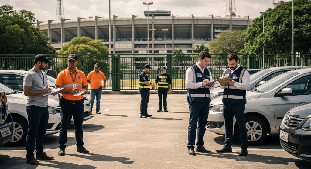 Funcionários, Carros, Maracanã Ao Fundo,