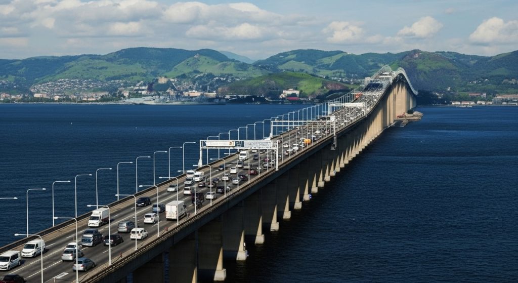 Ponte Rio-Niteroi, Mar, Baia De Guanabara, Niterói Ao Fundo,