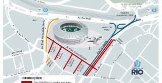 mapa do esquema de transito do jogo do flamengo nesta segunda